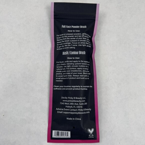 Pinky B Beauty Pretty In Pink 2-Piece Makeup Brush Set Powder Blush Contour NEW - Picture 2 of 6